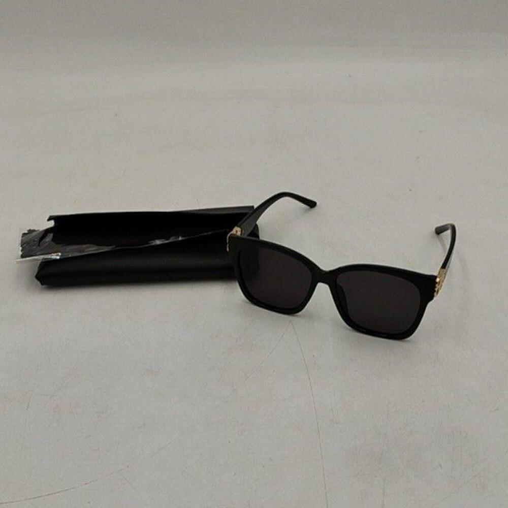 Oversized Square Sunglasses Womens Black Frame Tinted Black Lens Gold Detail